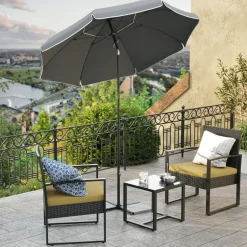 Stokparasol - Strandparasol - Ø 200 cm - Kantelbaar - met Draagtas - Grijs