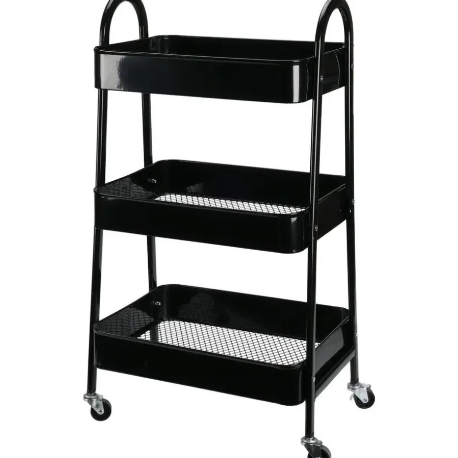 Storage Solutions Keukentrolley - zwart - metaal - 79x44x32 cm