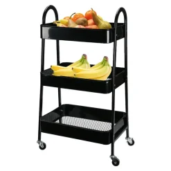 Storage Solutions Keukentrolley - zwart - metaal - 79x44x32 cm