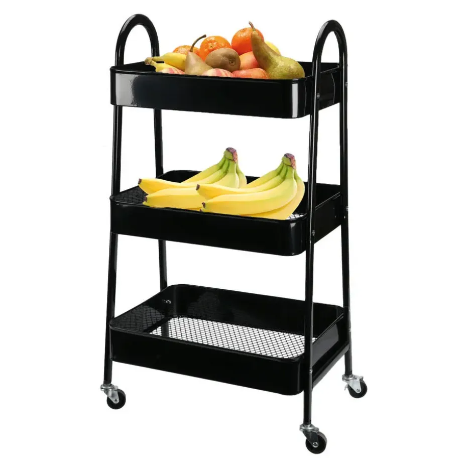 Storage Solutions Keukentrolley - zwart - metaal - 79x44x32 cm