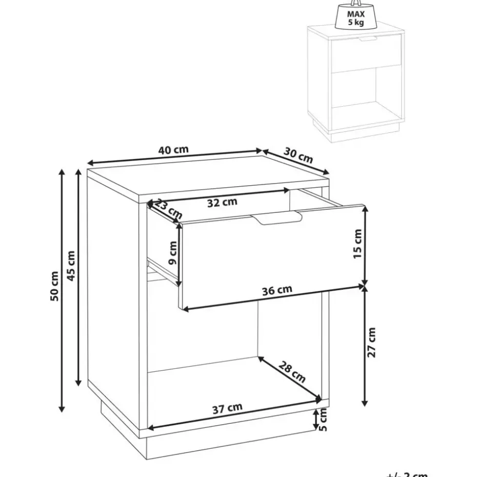 SUMMERVILLE - Nachtkastje - Lichthout - MDF