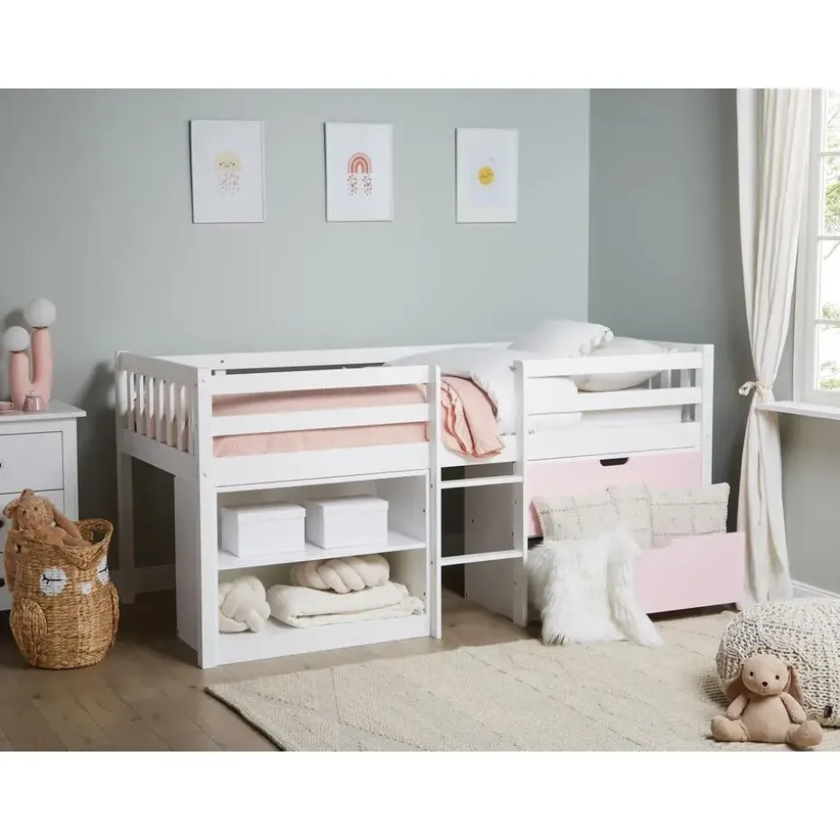 SUSVILLE - Kinderbed - Wit/Roze - 90 x 200 cm - Rubberhout