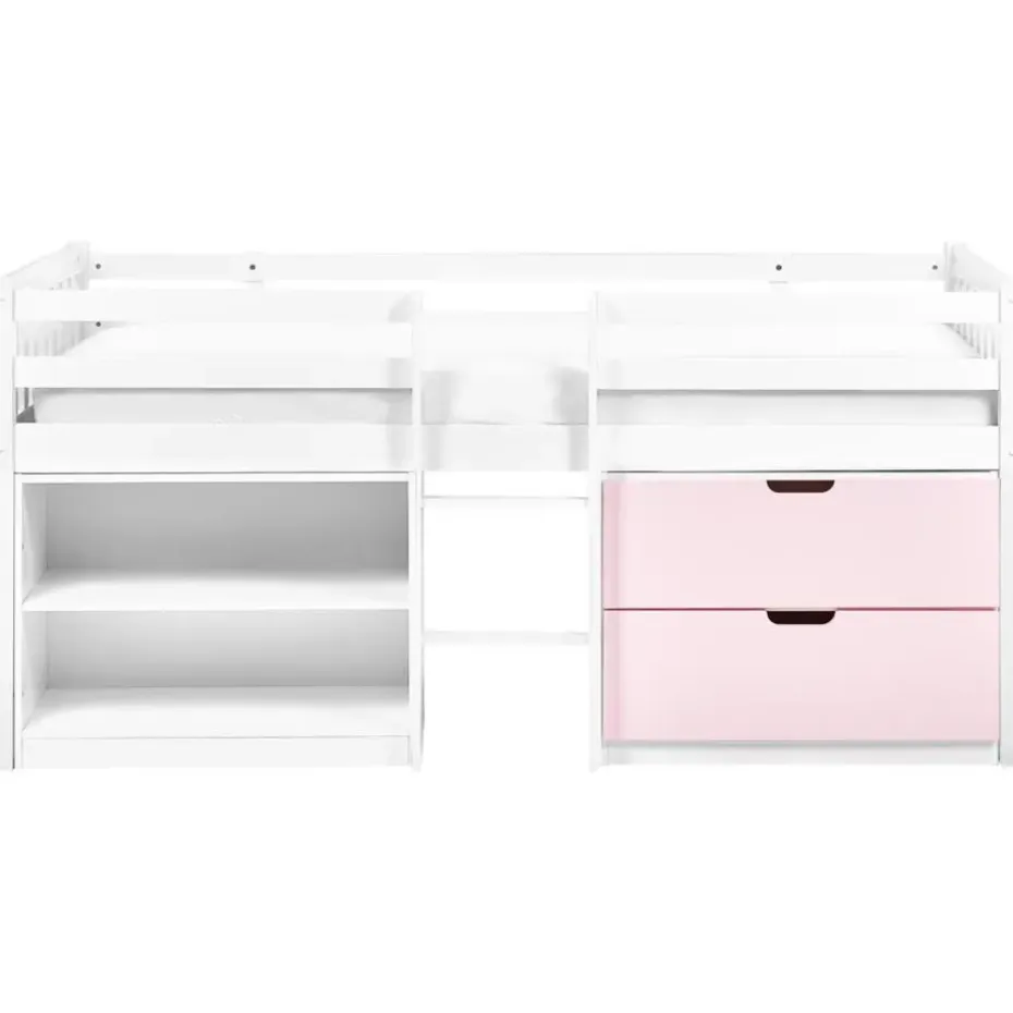 SUSVILLE - Kinderbed - Wit/Roze - 90 x 200 cm - Rubberhout