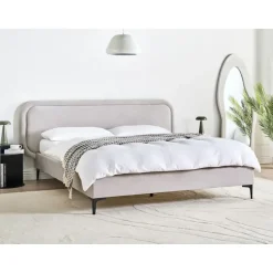 SUZETTE - Tweepersoonsbed - Lichtgrijs - 160 x 200 cm - Polyester