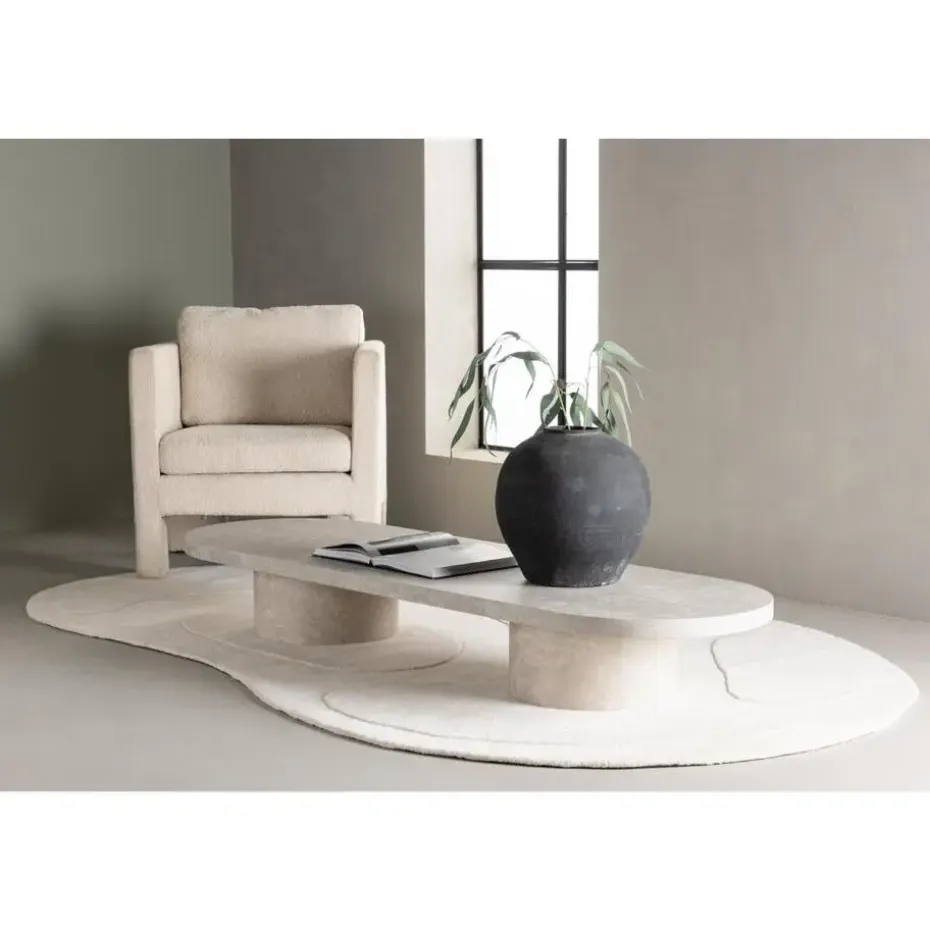 Svea - Antonio ovale salontafel - 60 x 190 cm - marmerlook