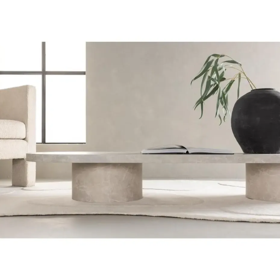 Svea - Antonio ovale salontafel - 60 x 190 cm - marmerlook