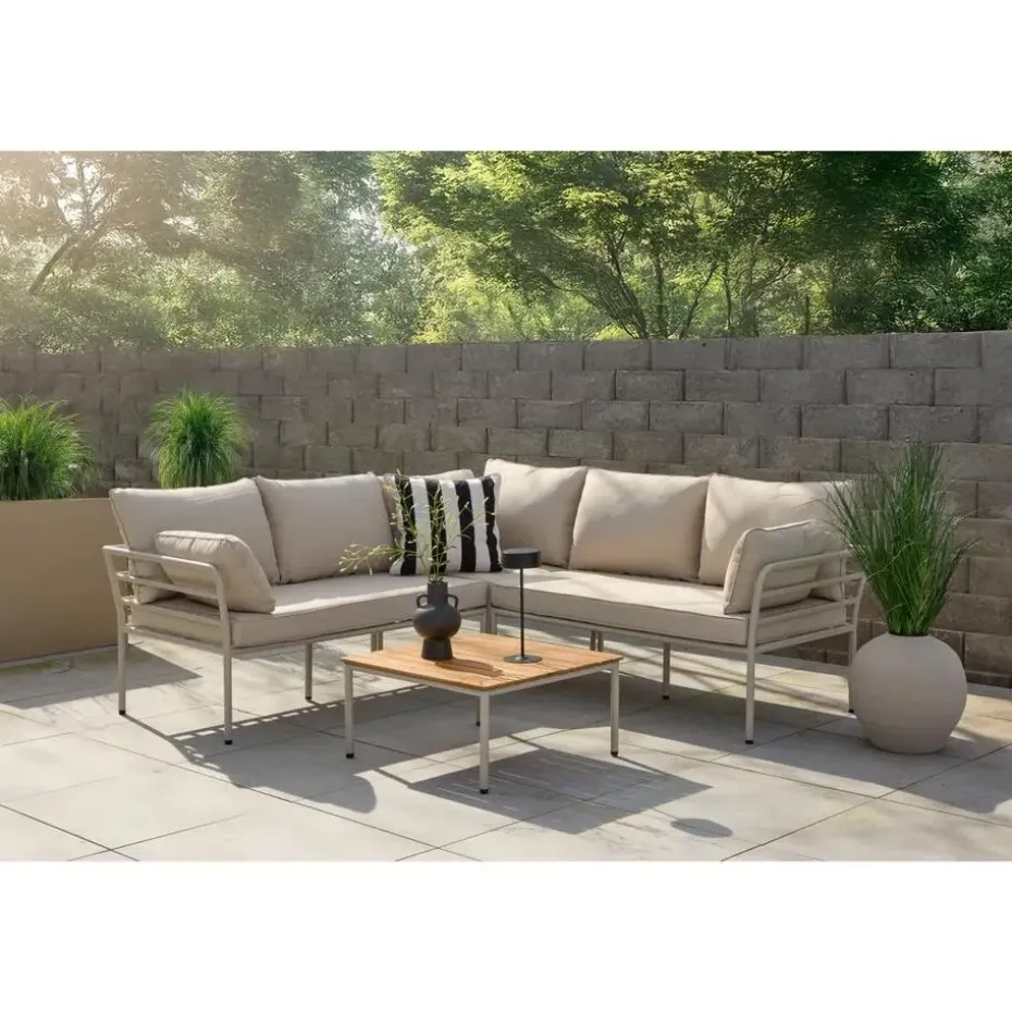 Svea - Jamal loungeset - hoekbank en tafel - beige/zand