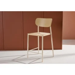 Svea - Polsty barkruk met rugleuning - rattan - whitewash