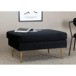 Svea - Tess hocker - velvet - zwart