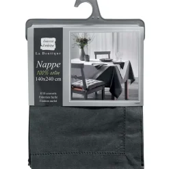 Tafelkleed/tafellaken - antraciet - 140 x 240 cm - katoen stof