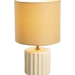 Tafellamp Faye - naturel keramiek/stof - 29xØ18 cm