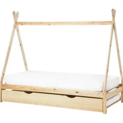 TALMONTIERS - Onderschuifbed - Lichtbruin - 90 x 200 cm - Grenenhout