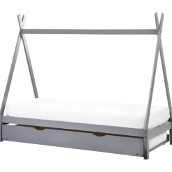 TALMONTIERS - Onderschuifbed - Grijs - 90 x 200 cm - Grenenhout