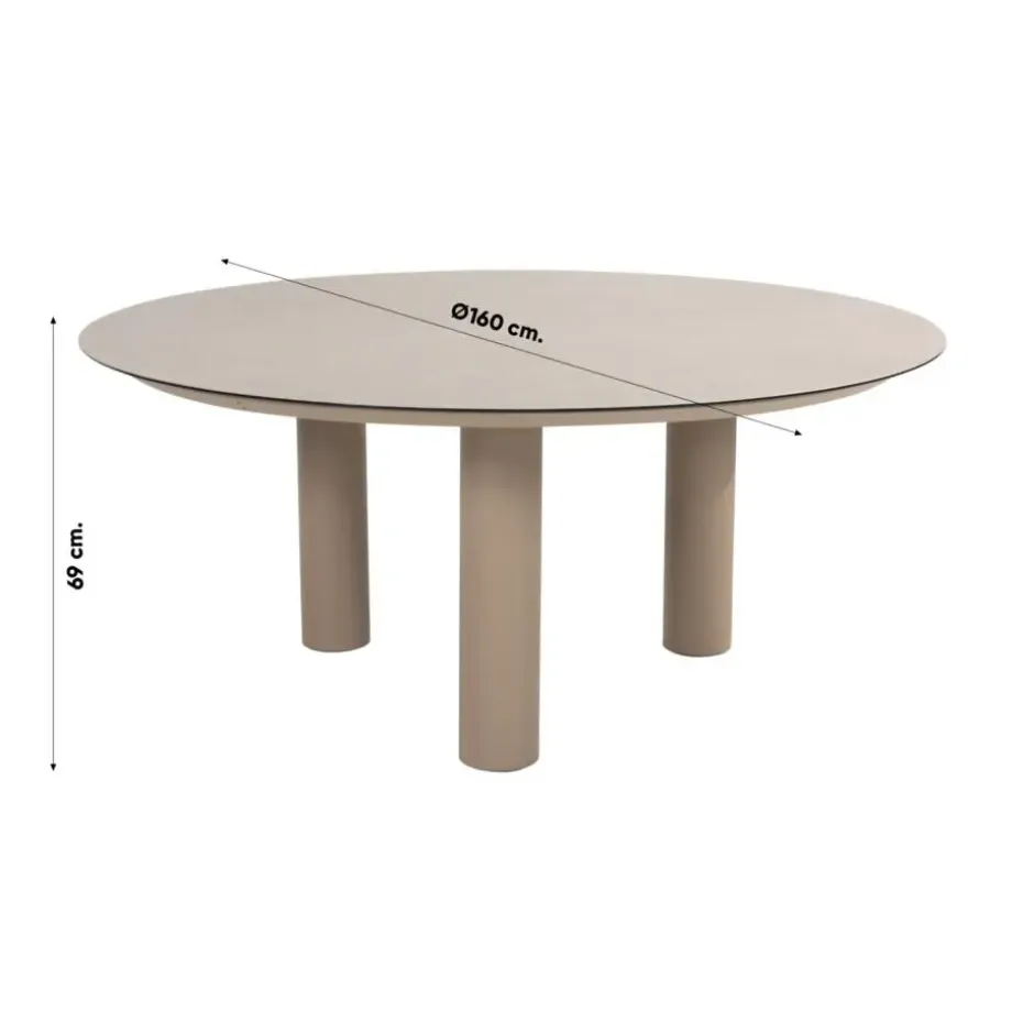 Taste Donato low dining tuintafel Ø160 cm. - Latte