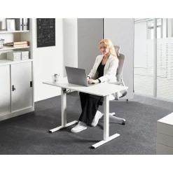 TAVARES - Elektrisch verstelbaar bureau - Wit - Vezelplaat