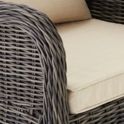 tectake® - 2 Luxe wicker stoelen - Fauteuils - zachte kussens - grijs - 403682