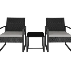 tectake - balkonset Granada - wicker - zwart