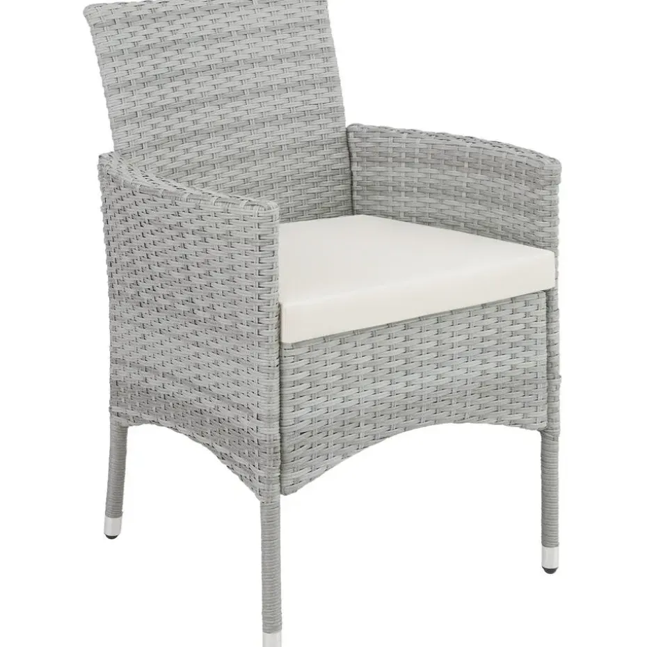 tectake - balkonset Luzern - wicker - lichtgrijs - 403702