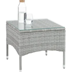 tectake - balkonset Luzern - wicker - lichtgrijs - 403702