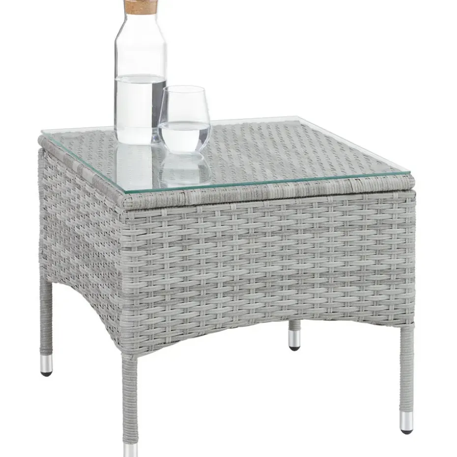 tectake - balkonset Luzern - wicker - lichtgrijs - 403702