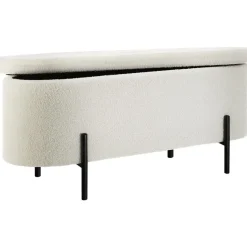 tectake - Bank met opbergruimte Lanja, gestoffeerd, bouclé-stof en opbergruimte