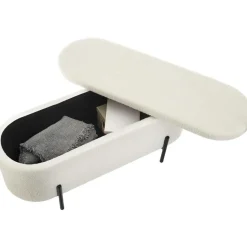 tectake - Bank met opbergruimte Lanja, gestoffeerd, bouclé-stof en opbergruimte