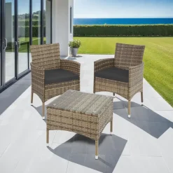 tectake - bistroset Luzern - wicker - natuurkleur