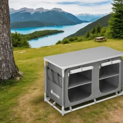 tectake - Campingkast 97x47,5x56,5cm, Grijs