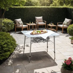 tectake - Campingtafel inklapbaar en in hoogte verstelbaar 80x60x68cm, Grijs