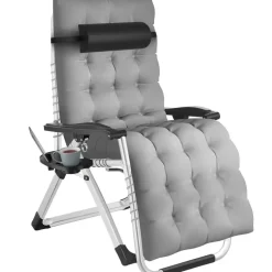 tectake - Ligbed Cloud inklapbaar, traploos verstelbaar, Lichtgrijs