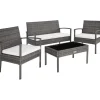 tectake - loungeset - bank, stoelen en tafel - wicker - grijs