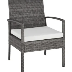 tectake - loungeset - bank, stoelen en tafel - wicker - grijs