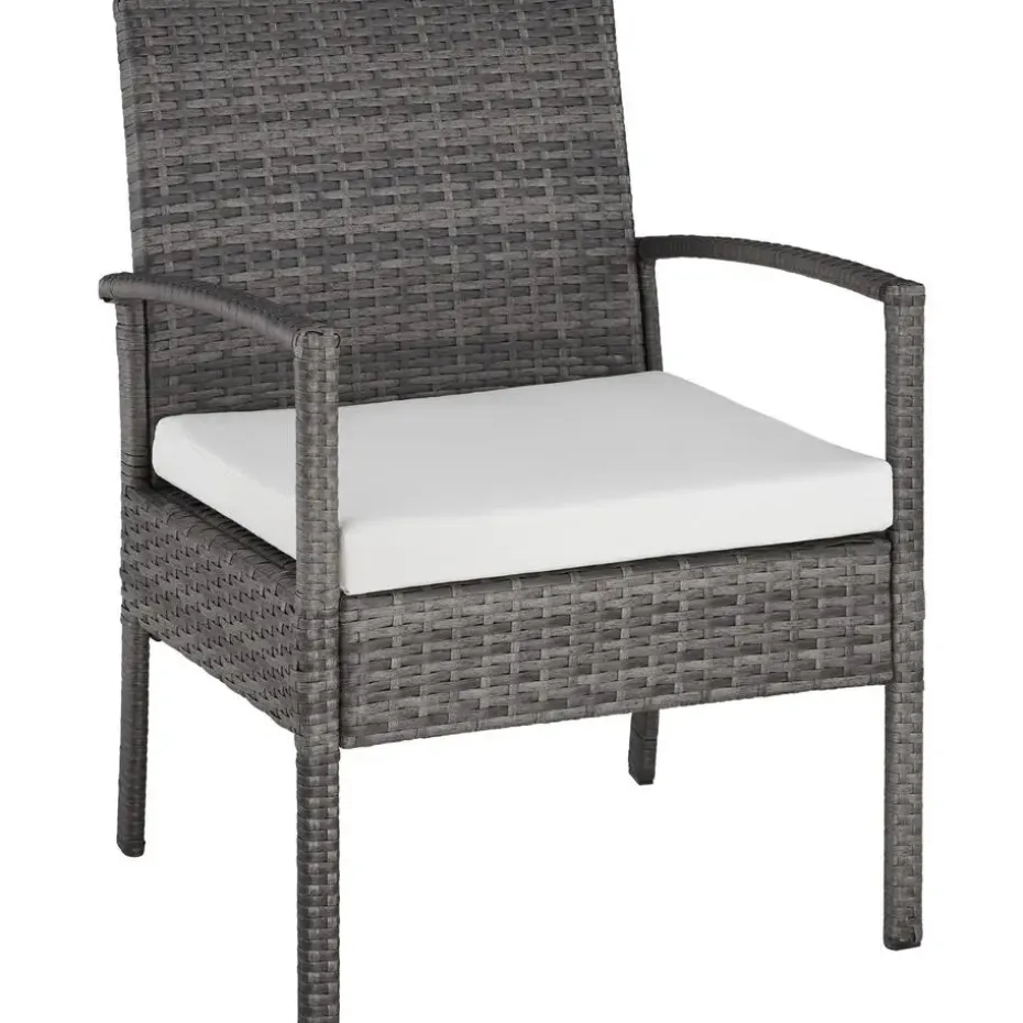 tectake - loungeset - bank, stoelen en tafel - wicker - grijs