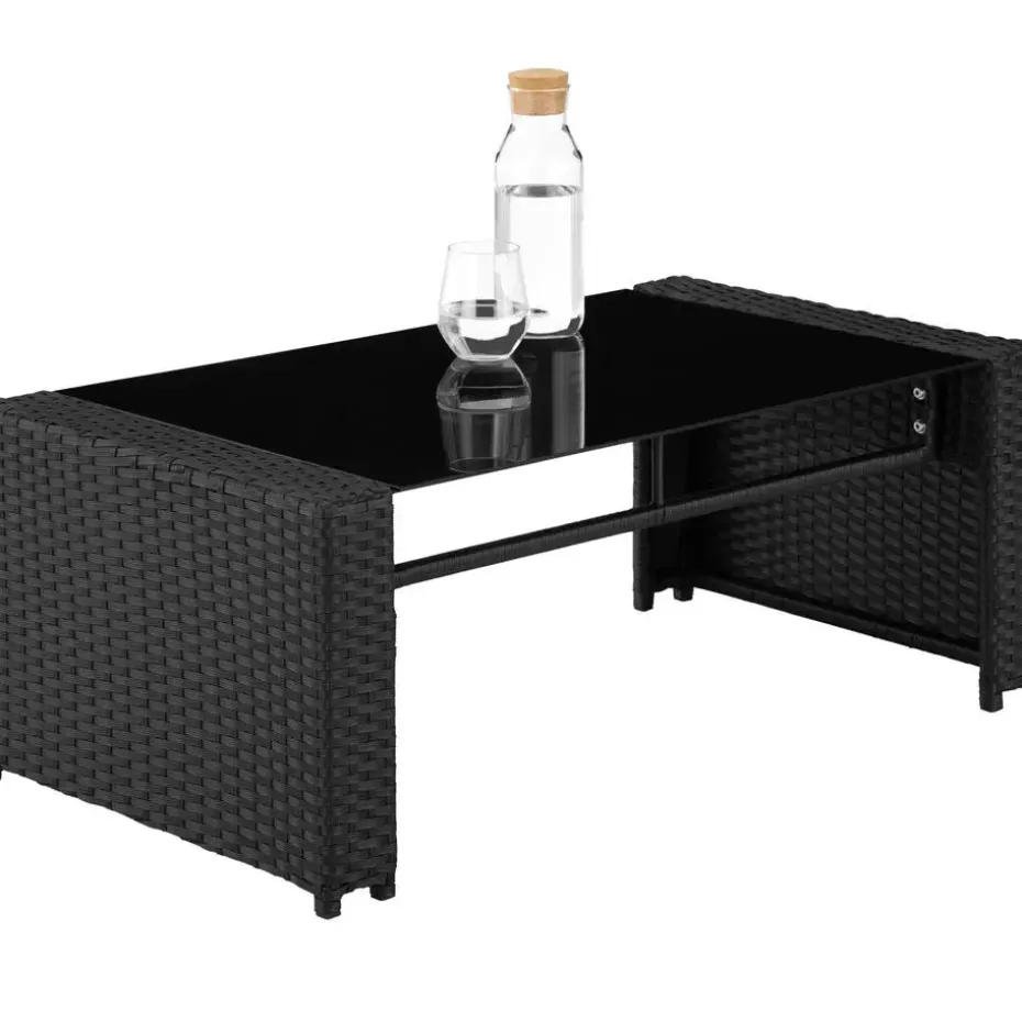 tectake - loungeset - wicker - zwart grijs