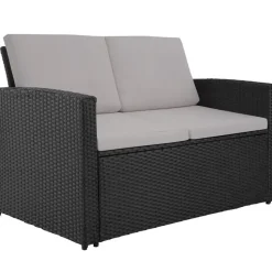tectake - loungeset - wicker - zwart grijs