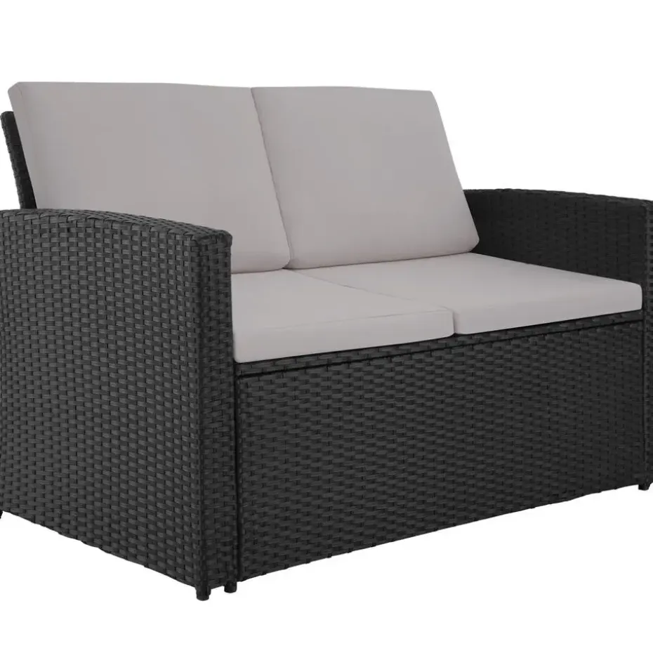 tectake - loungeset - wicker - zwart grijs