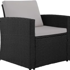 tectake - loungeset - wicker - zwart grijs