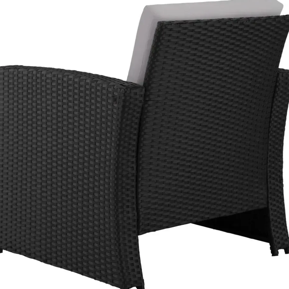 tectake - loungeset - wicker - zwart grijs