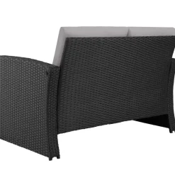tectake - loungeset - wicker - zwart grijs