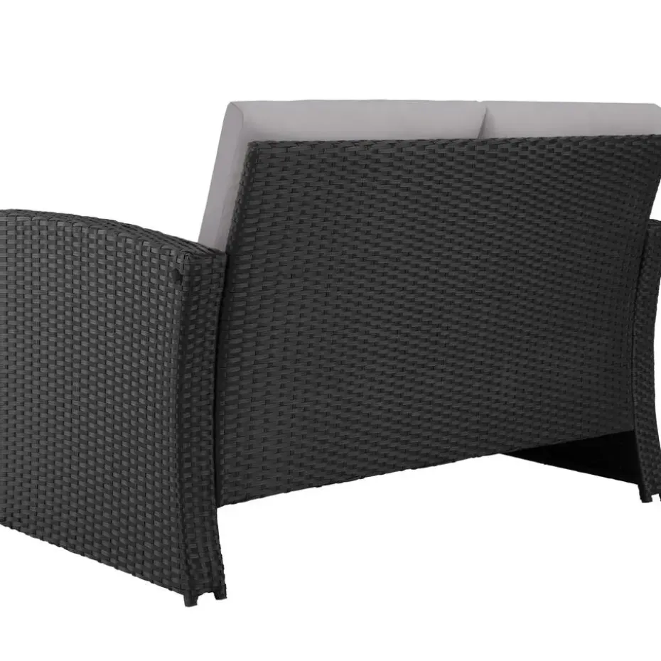 tectake - loungeset - wicker - zwart grijs