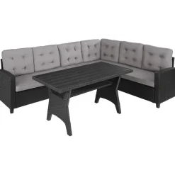 tectake - loungeset Catania - wicker - zwart