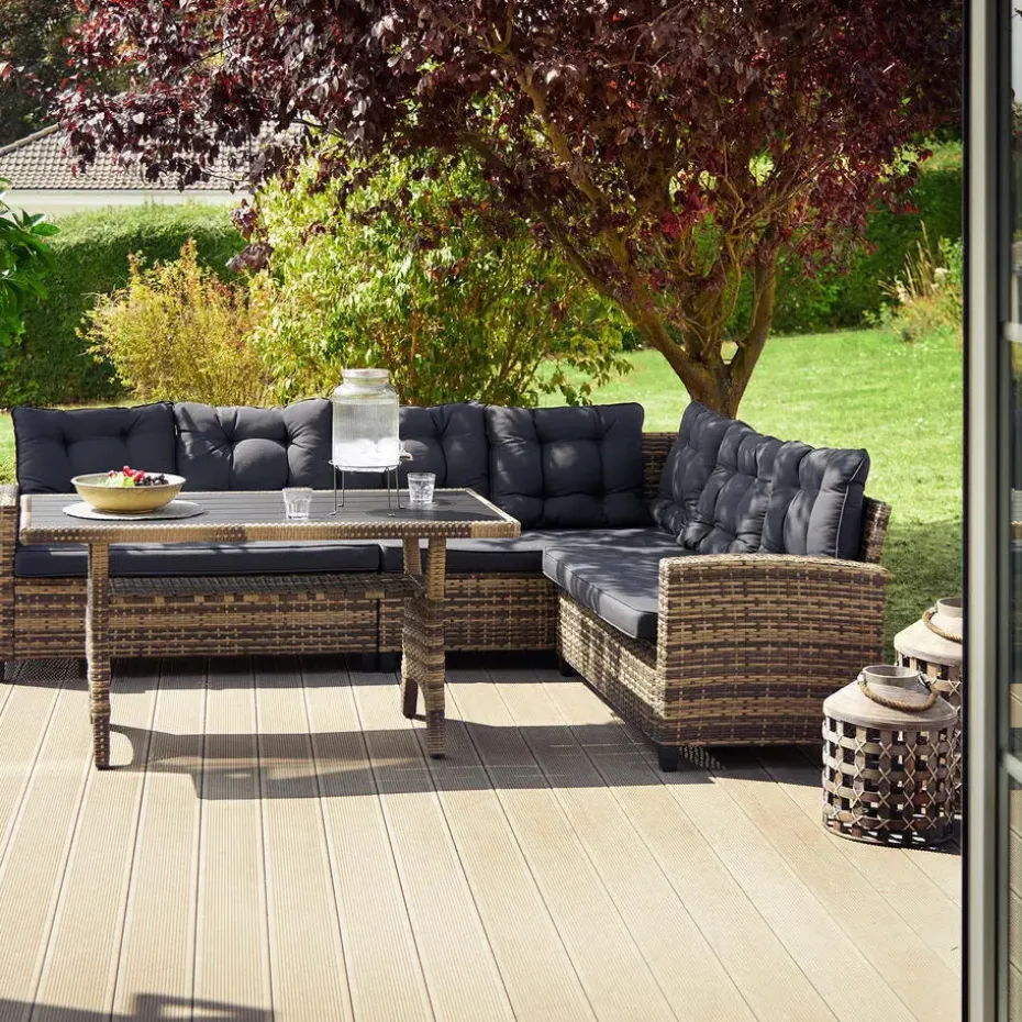 tectake - loungeset Catania - wicker - zwart