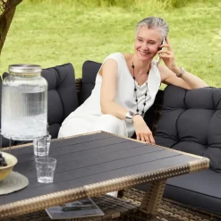 tectake - loungeset Catania - wicker - zwart