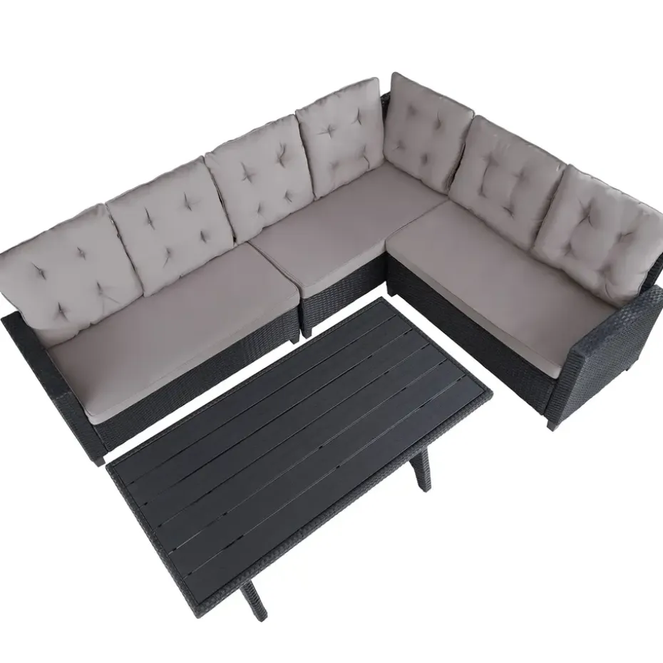 tectake - loungeset Catania - wicker - zwart