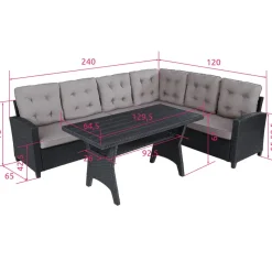 tectake - loungeset Catania - wicker - zwart