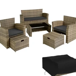 tectake - loungeset Modena - wicker - natuurkleur