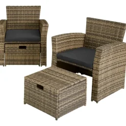 tectake - loungeset Modena - wicker - natuurkleur