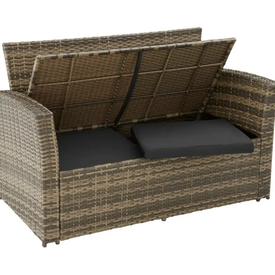 tectake - loungeset Modena - wicker - natuurkleur
