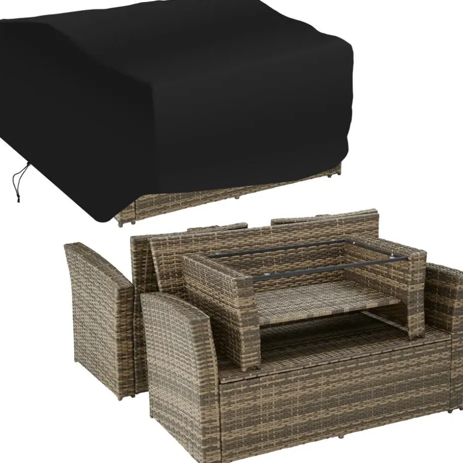 tectake - loungeset Modena - wicker - natuurkleur