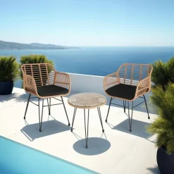 tectake - loungeset Molfetta - wicker - natuurkleur